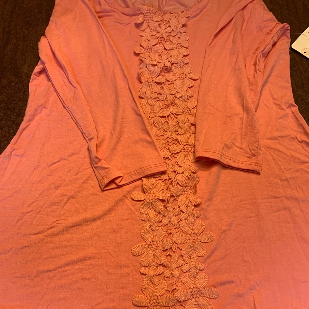 Misia Pink Floral Embroidered Top NWT Size M